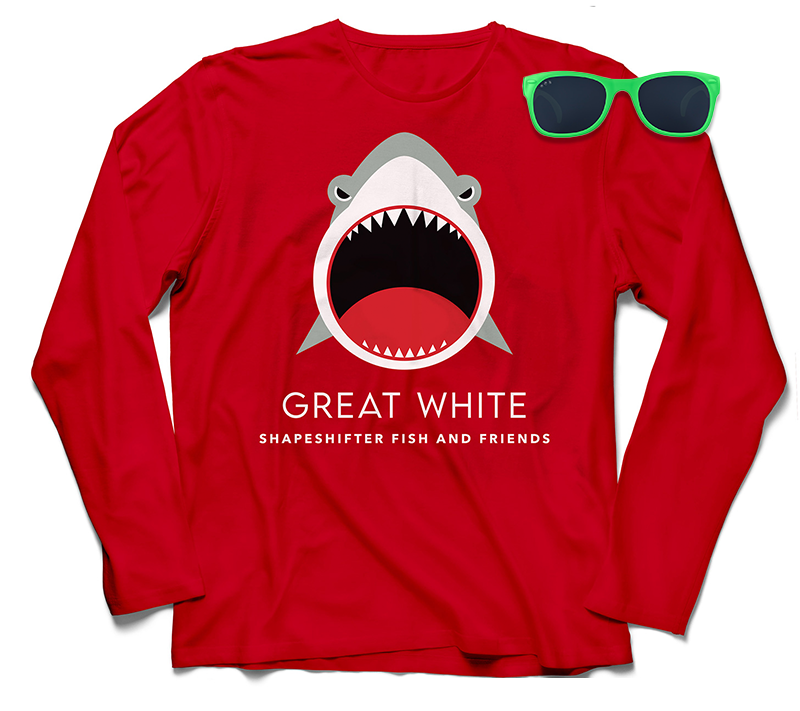 Adult Red Great White Sun Protection Shirt and Sunglasses Bundle