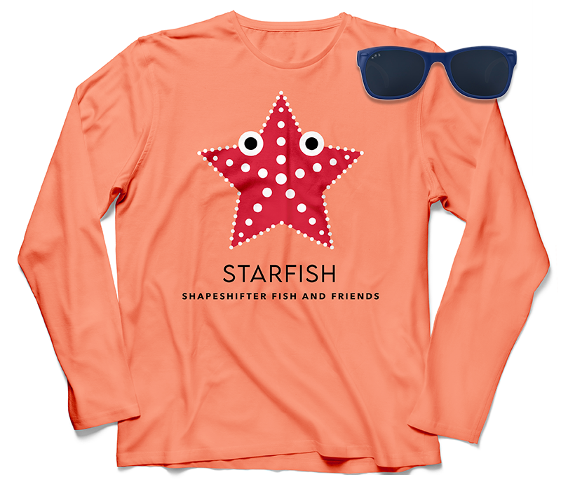 Adult Peach Starfish Sun Protection Shirt and Sunglasses Bundle