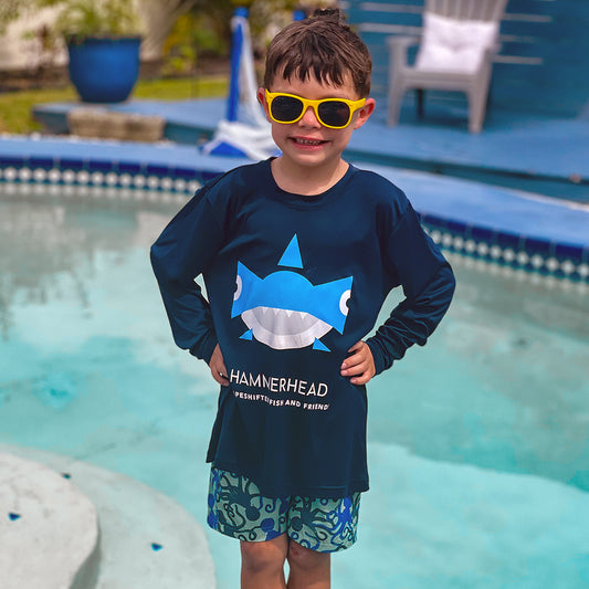 Youth Navy Hammerhead Sun Protection Shirt and Sunglasses Bundle
