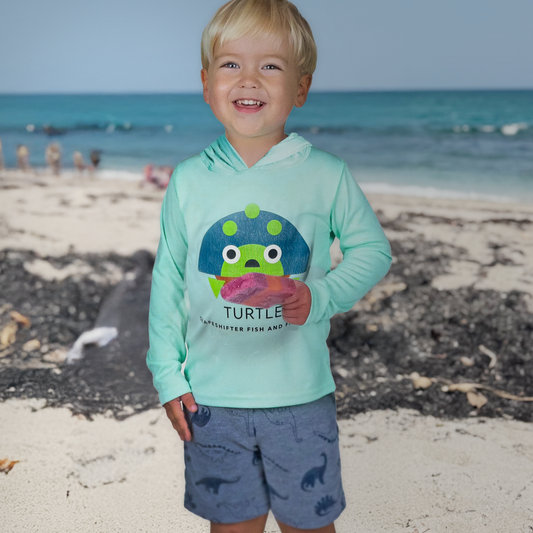 Seagrass Turtle UPF50+ Hooded Sun Protective Long Sleeve Shirt