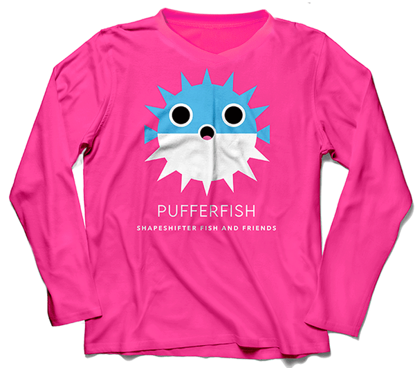 Hot Pink Pufferfish UPF50+ Sun Protective Long Sleeve Shirt