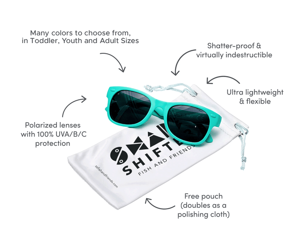 ShapeShifter Fish and Friends Polarized Unbreakable Kids Sunglasses | Sun Protection | Toddler | Youth | Adult | ROSHAMBO