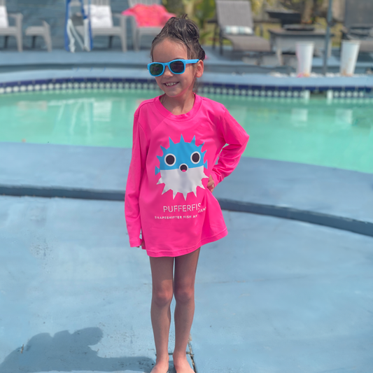 Hot Pink Pufferfish UPF50+ Sun Protection Shirt