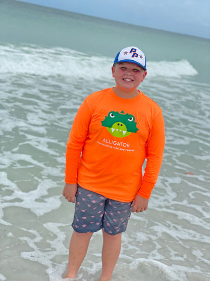Neon Orange Alligator UPF50+ Sun Protection Shirt