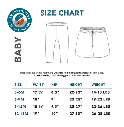 UPF50+ Baby Swim Shorts with Chafe-Free Liner | Longer Length Sun Protection