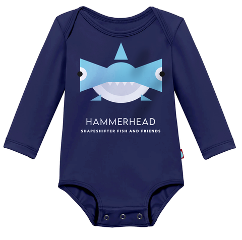 UPF Baby Onesie |  Navy Hammerhead | ShapeShifter Fish and Friends