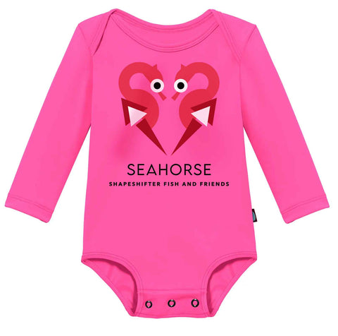 UPF Baby Onesie |  Pink Seahorse | ShapeShifter Fish and Friends
