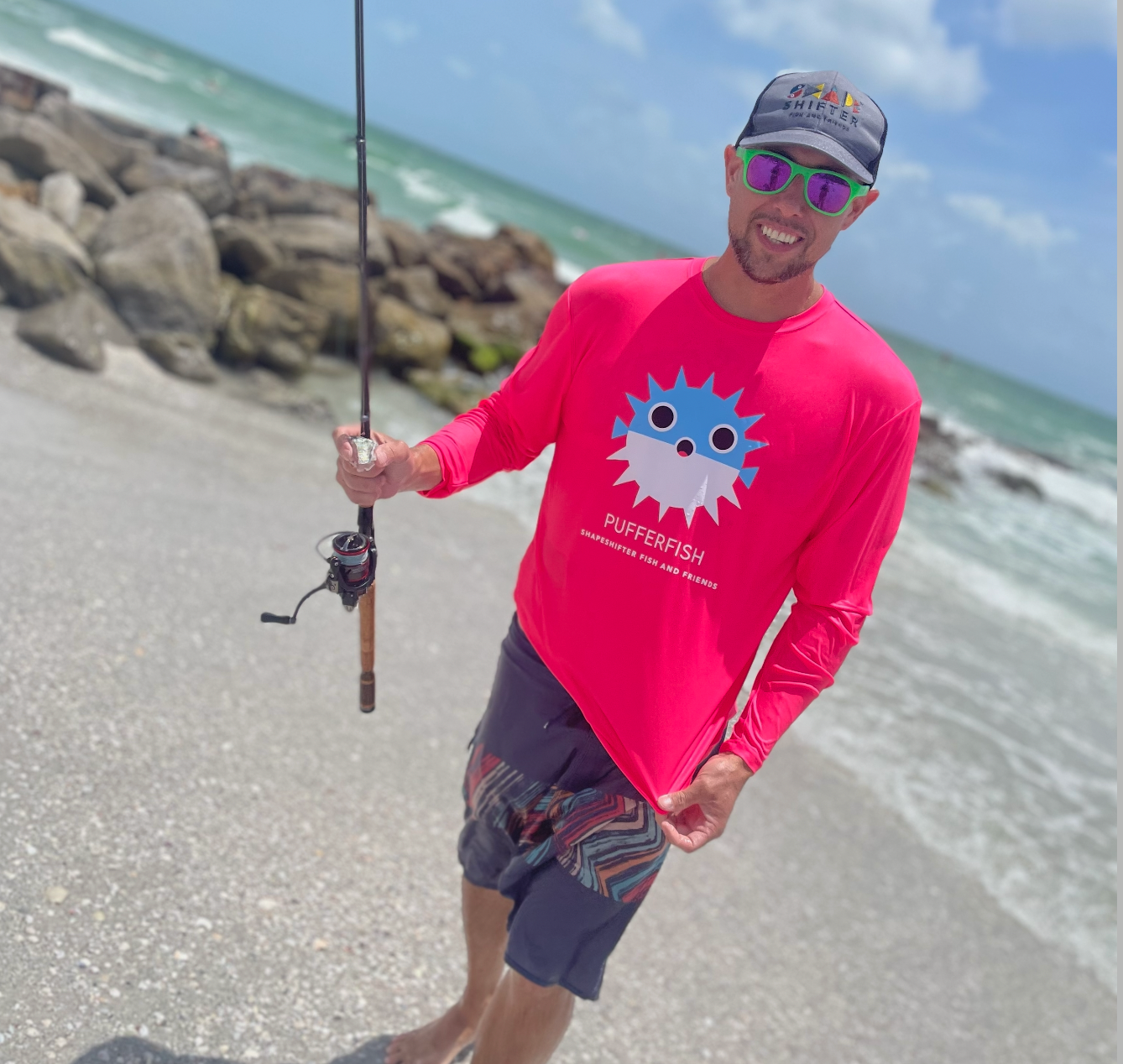 Hot Pink Pufferfish UPF50+ Sun Protection Shirt