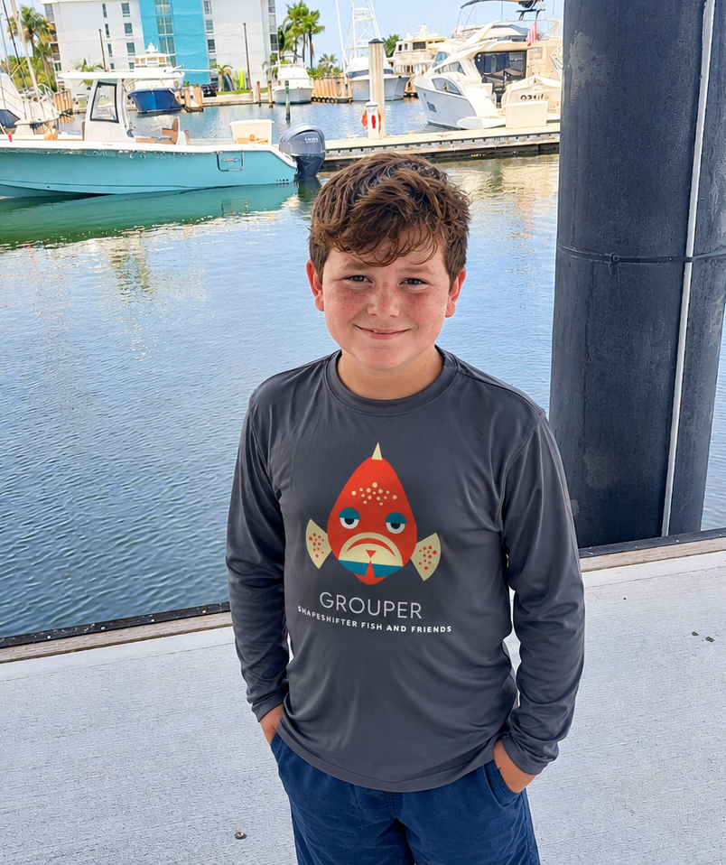 grouper kids fishing shirt