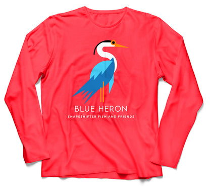 Coral Blue Heron Sun & Swim Shirt for Ladies rashguard UPF50+ Sun Protection Shirt by ShapeShifter Fish and Friends