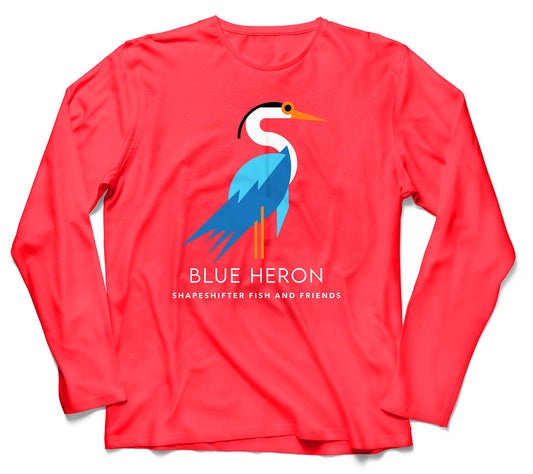 Coral Blue Heron Sun & Swim Shirt | Ladies rashguard Coral Blue Heron UPF50+ Sun Protection Shirt
