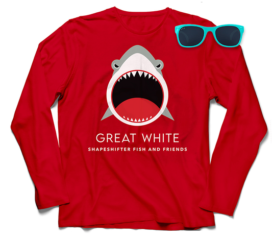 Youth Red Great White Sun Protection Shirt and Sunglasses Bundle