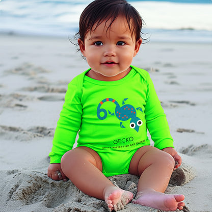 Neon Green Gecko UPF50+ Sun Protective Baby Onesie