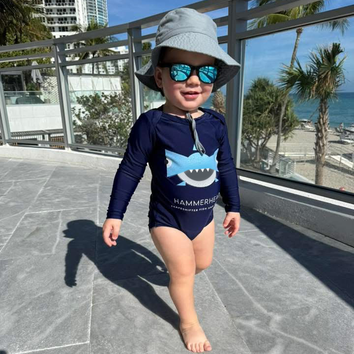 Navy Hammerhead Shark UPF50+ Sun Protective Baby Onesie