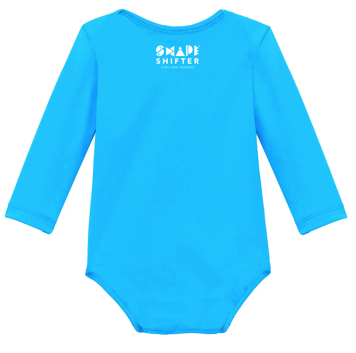 Neon Blue Shrimp Upf50 Sun Protective Baby Onesie UPF 50+ sunwear by ShapeShifter Fish and Friends back