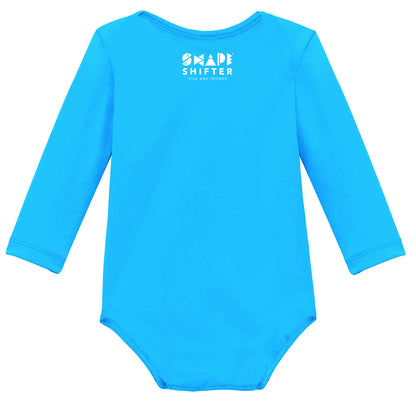 Neon Blue Shrimp Upf50 Sun Protective Baby Onesie UPF 50+ sunwear by ShapeShifter Fish and Friends back