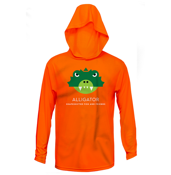 Neon Orange Alligator Hoodie UPF50+ Sun Protection – ShapeShifter Neon Orange Alligator Hoodie UPF50+ Sun Protection – ShapeShifter