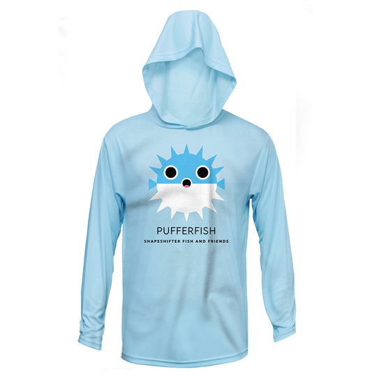 Arctic Blue Pufferfish UPF50+ Hooded Sun Protective Shirt