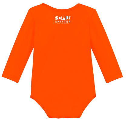 Neon Orange Upf50 Sun Protective Baby Onesie UPF 50+ sunwear by ShapeShifter Fish and Friends back view