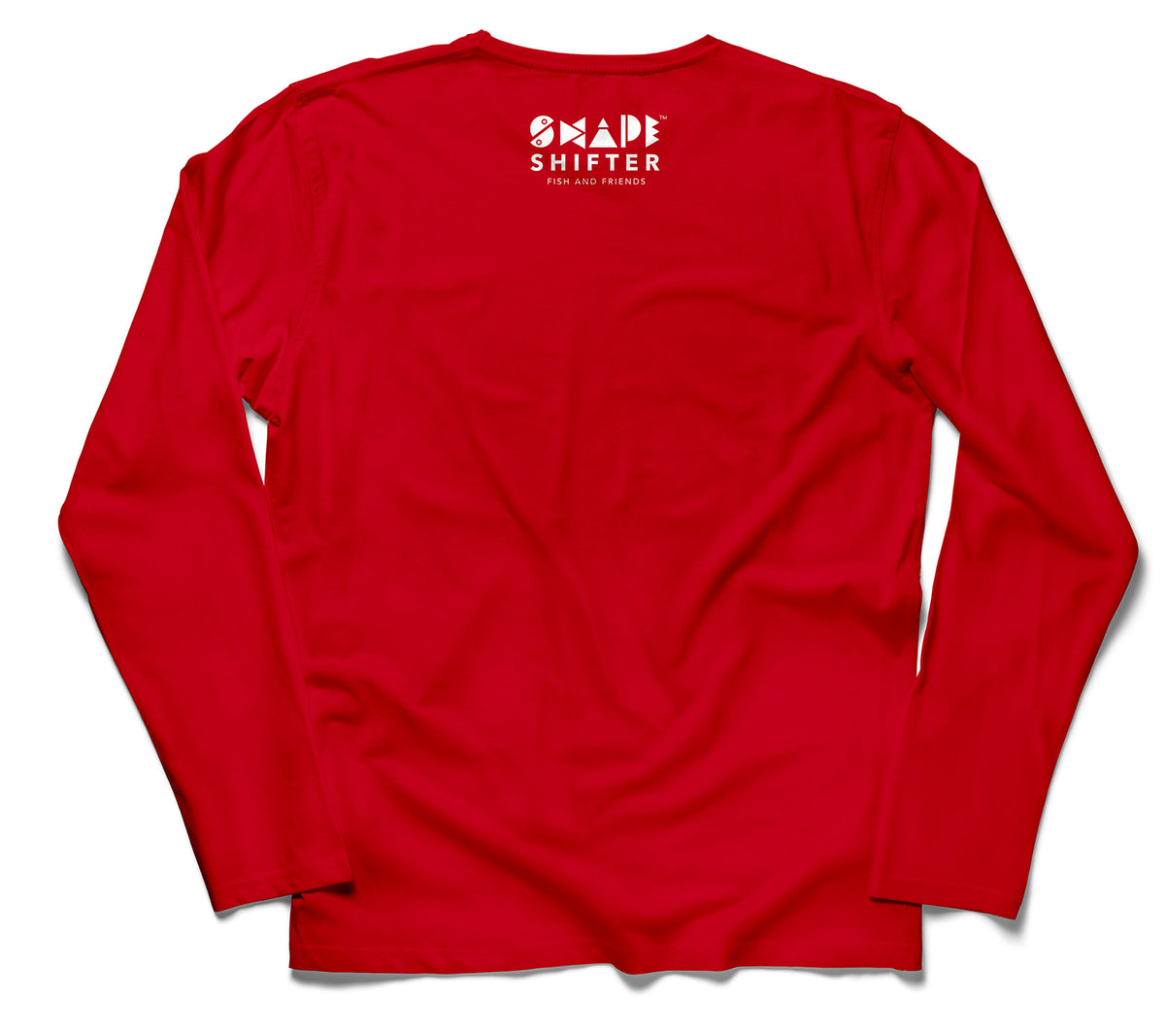 Red Great White Shark crew neck Sun Protective Long Sleeve Shirt UPF 50+ for kids & adults by ShapeShifter Fish and Friends back view
