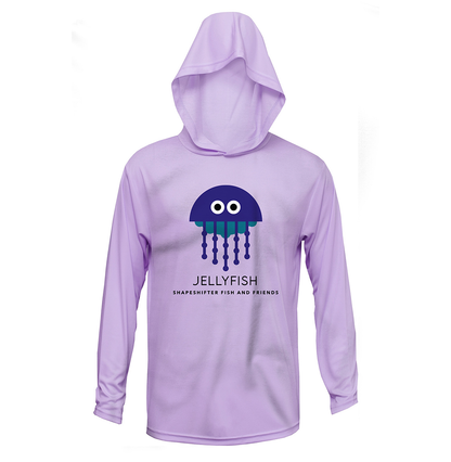 Lilac Jellyfish Upf50 Hooded Sun Protective Long Sleeve Shirt UPF 50+ sun wear by ShapeShifter Fish and Friends front view