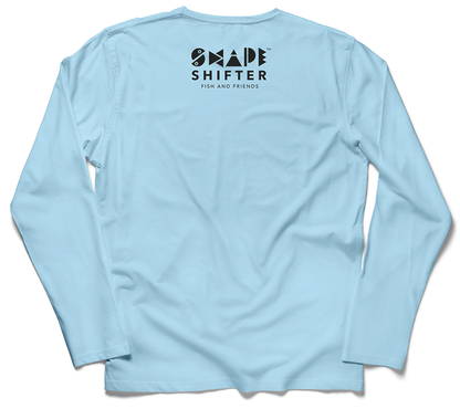 Light Blue Lobster long sleeve UPF 50+ sun protection shirt by ShapeShifter Fish and Friends back view