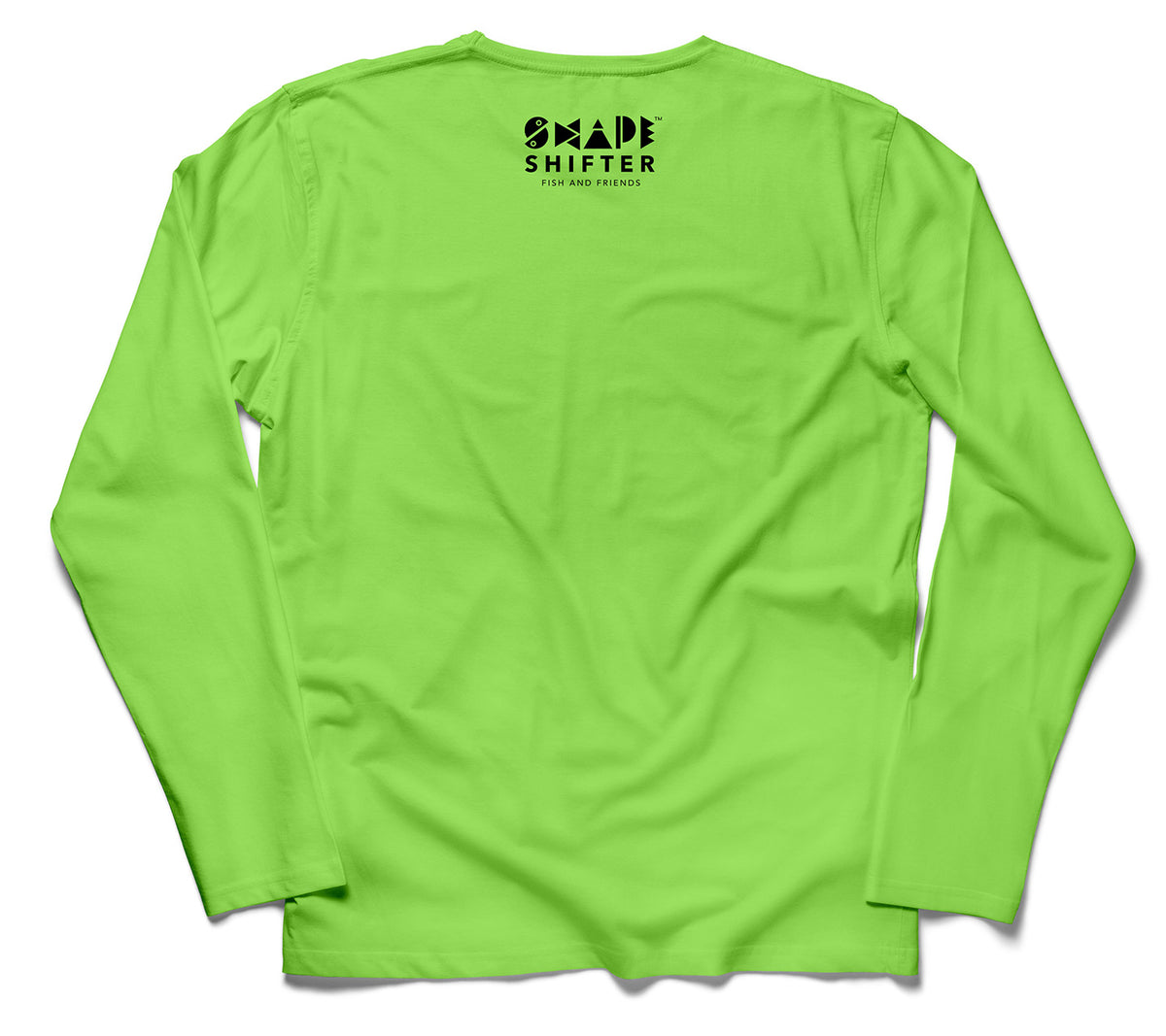 Lime Green Whale Shark Upf50 Ladies V Neck Sun Shirt UPF 50+ sunwear by ShapeShifter Fish and Friends back view