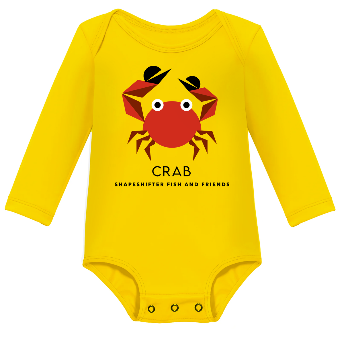 Yellow Crab Upf50 Sun Protective Baby Onesie UPF 50+ sunwear by ShapeShifter Fish and Friends front
