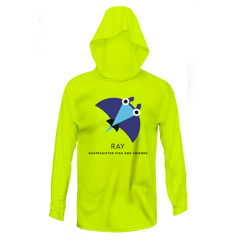 Neon Yellow Ray UPF50+ Hooded Sun Protective Long Sleeve Shirt