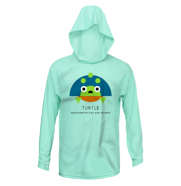 Seagrass Turtle Sun Protective Hooded Long Sleeve | Shapeshifter Fish and Friends Youth Small