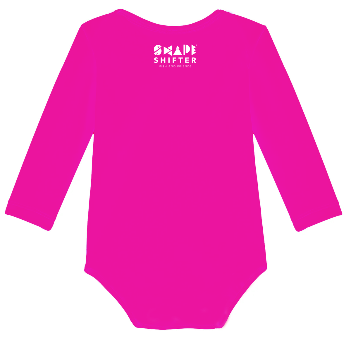 Hot Pink Pufferfish Upf50 Sun Protective Baby Onesie UPF 50+ sunwear by ShapeShifter Fish and Friends back view