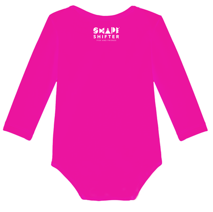 Hot Pink Pufferfish Upf50 Sun Protective Baby Onesie UPF 50+ sunwear by ShapeShifter Fish and Friends back view