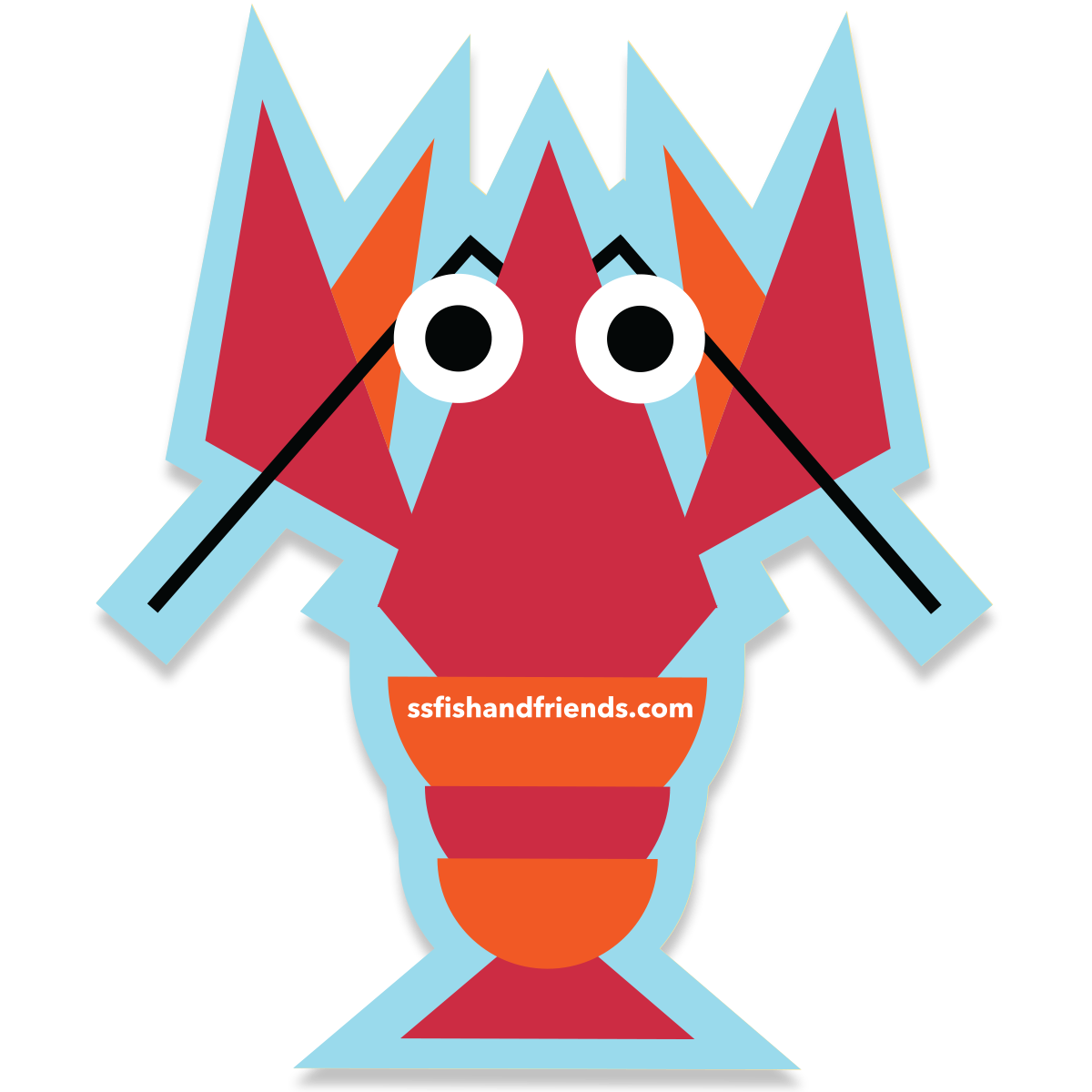 a vinyl 3 inch sticker of a geometric lobster by ShapeShifter Fish and Friends