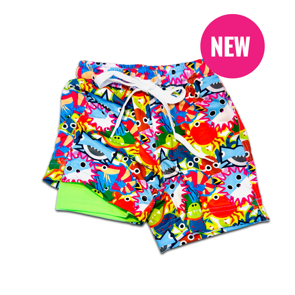 UPF50+ Baby Swim Shorts with Chafe-Free Liner | Longer Length Sun Protection