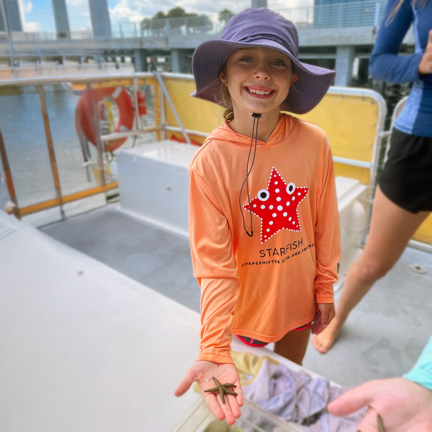 Peach Starfish UPF50+ Hooded Sun Protective Long Sleeve Shirt