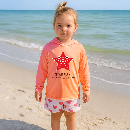 Peach Starfish UPF50+ Hooded Sun Protective Long Sleeve Shirt