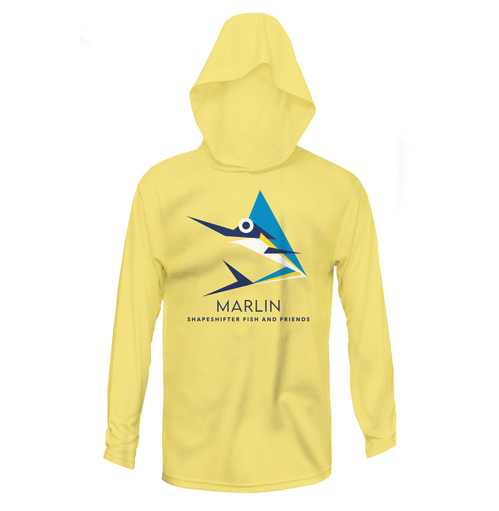 Canary Yellow Marlin UPF50+ Hooded Sun Protective Long Sleeve Shirt | Rashguard Hoody Youth Small