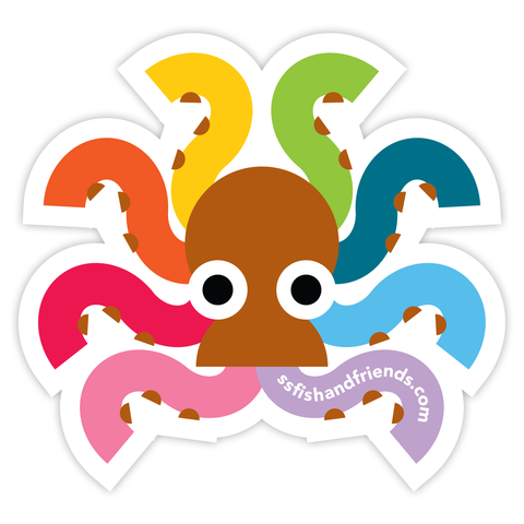 ShapeShifter Fish and Friends Rainbow Octopus Vinyl Sticker