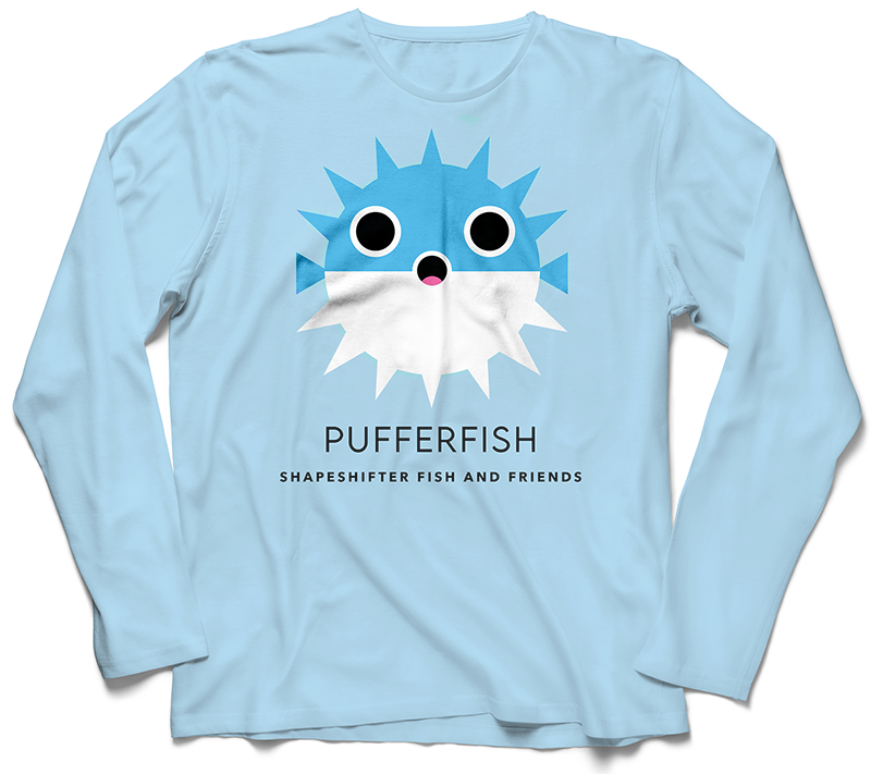 Sun Protective Long Sleeve | Arctic Blue Pufferfish | ShapeShifter Fish and Friends