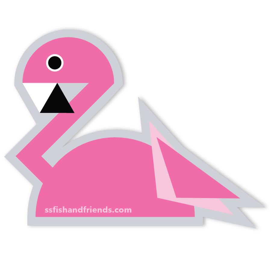 3 Inch ShapeShifter Fish and Friends Flamingo Vinyl Sticker