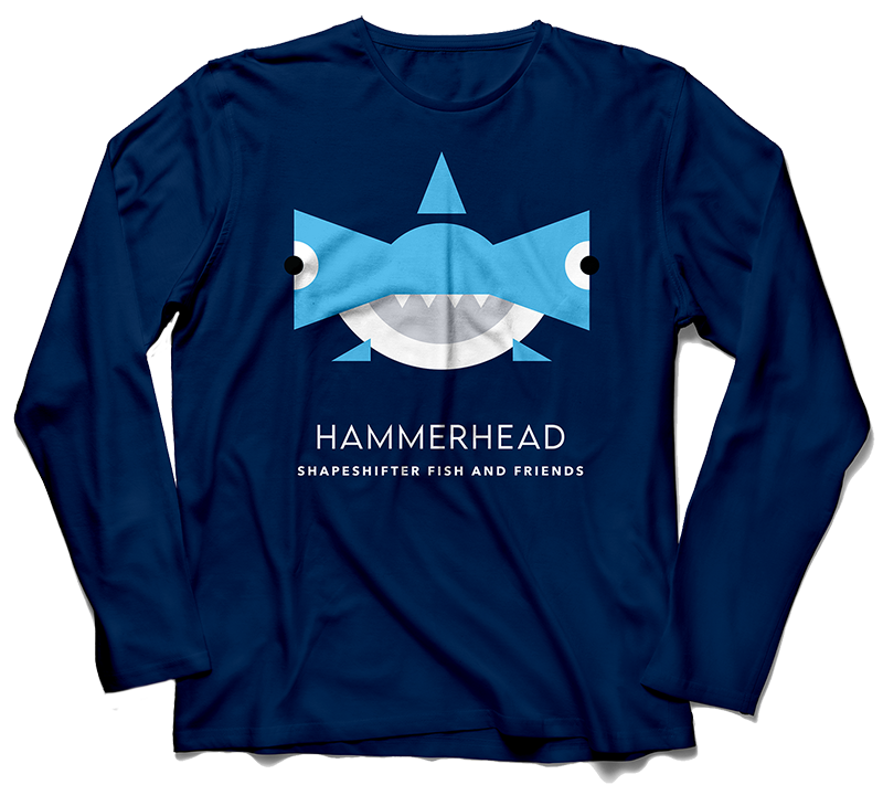 Sun Protective Long Sleeve |  Navy Hammerhead | ShapeShifter Fish and Friends