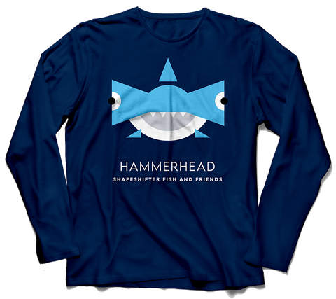 Sun Protective Long Sleeve |  Navy Hammerhead | ShapeShifter Fish and Friends