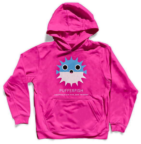 Sun Protective Hoodie | Hot Pink Pufferfish | ShapeShifter Fish and Friends | Sweatshirt