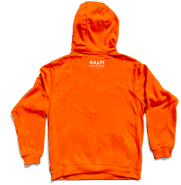 Sun Protective Hoodie | Neon Orange Alligator | ShapeShifter Fish and Friends | Sweatshirt back