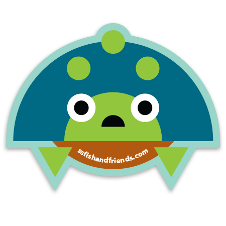 3" ShapeShifter Fish and Friends Turtle Vinyl Sticker